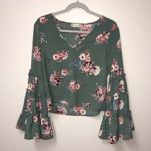 Altar’d State Green Floral Top